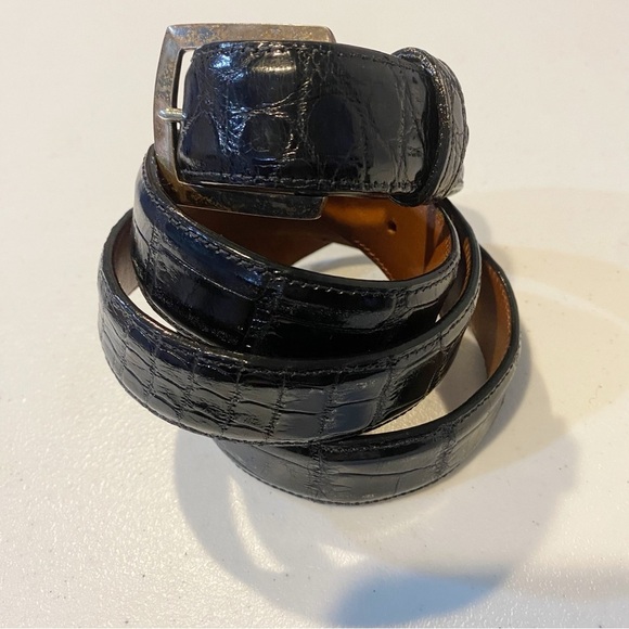 FLEMING OF BUCKHEAD Genuine Alligator Leather Belt Black 43 - Picture 1 of 14